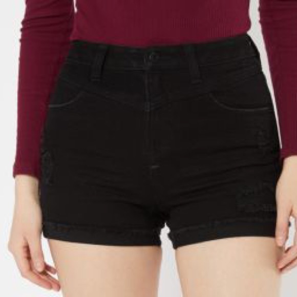 Women Black High Rise Denim Shorts Size Small - Picture 1 of 8